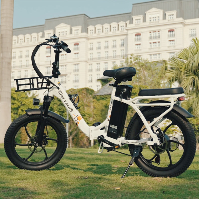 CHEEVALRY C20 PRO white electric bicycle outdoor scene view