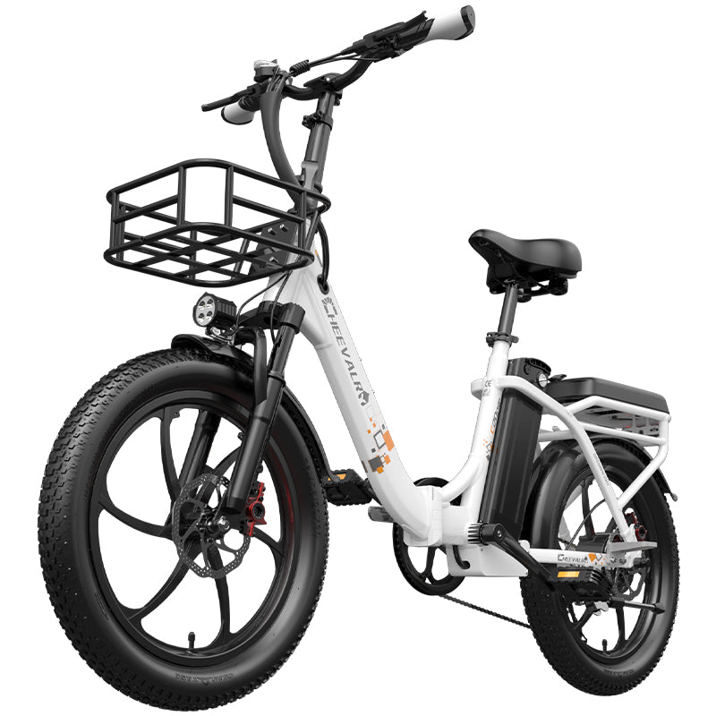 CHEEVALRY C20 PRO white electric bicycle side view 15 degrees