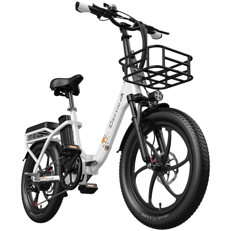 CHEEVALRY C20 PRO white electric bicycle (left side, 15 degree view)